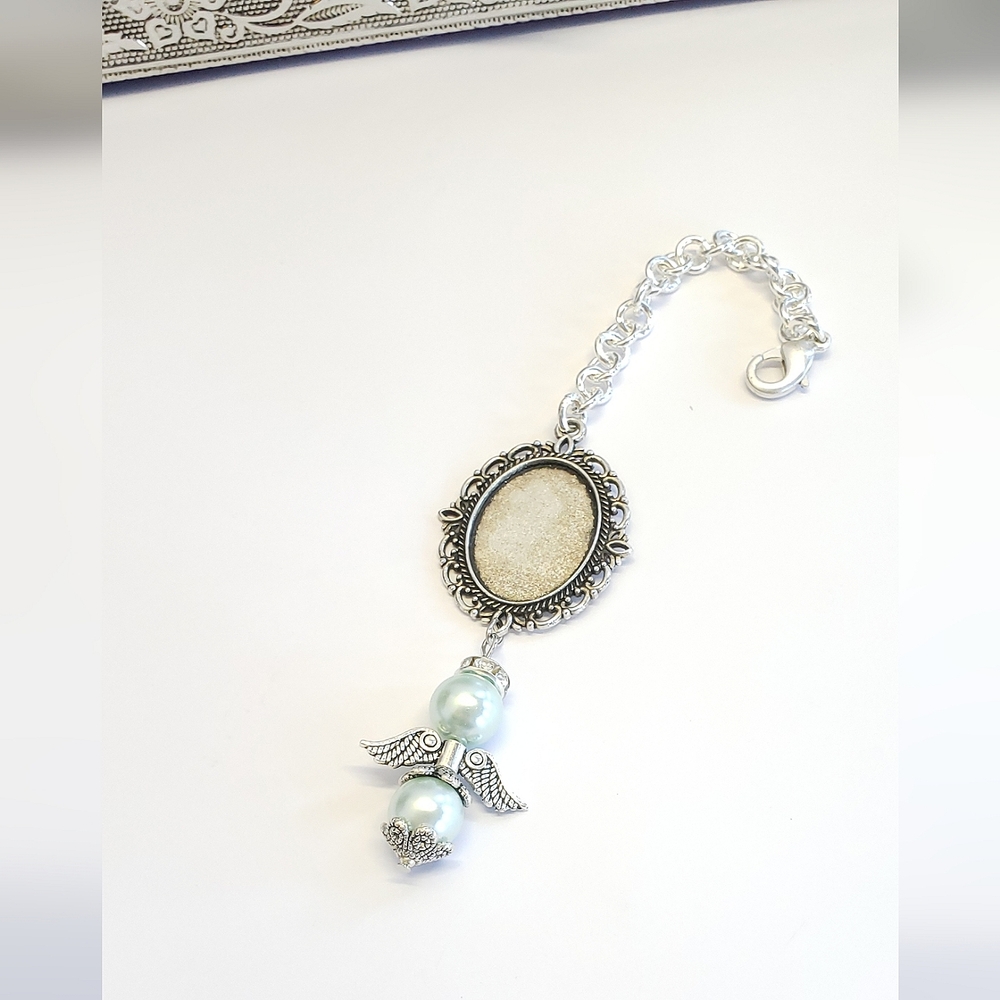 Handmade Guardian Angel Memorial Photo Charm Wedding Bouquet Meaningful Keepsake